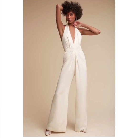 Bridal Ivory Halter Jumpsuit - Picture 2 of 7